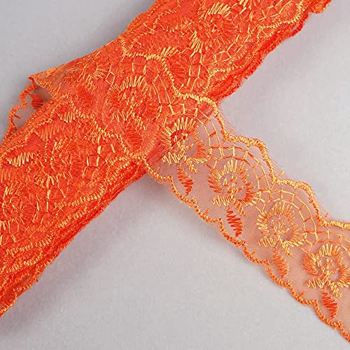 10 Yard Bestickte Spitzenbordüre Spitzenbesatz Stoff Spitzenband,Geschenkband Spitze Band Meterware,Spitzenborte Zum DIY Basteln Nähen Weihnachten Hochzeit Party Deko Blumen Geschenkverpackung,Orange von Duories