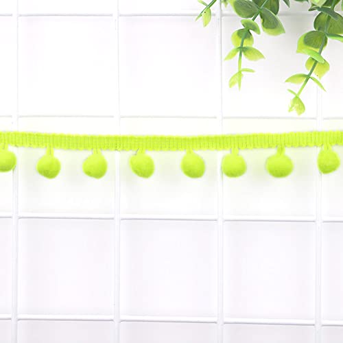 10 Yards 12mm Pompons Borte zum Basteln,Dekoband Mit Bommeln Bälle Pom Poms Fransenborte Zierband Dekoborte Nähzubehör für DIY Basteln Apparel Kleidung,Kostüme,Nähen,Dekoration,Neon Gelb von Duories