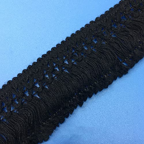 10 Yards × 3 cm Fransen aus Baumwollspitze mit Kreuzbart,Spitze Quaste Band Fransenborte Fransenband Schnittfranse Dekoband Zierband,für DIY Basteln Apparel Kleidung,Schwarz von Duories