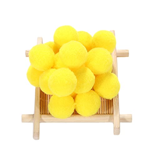 100 STK Klein Pompons zum Basteln,30mm Pompons Bälle Kleine Bommeln Kugeln, Flauschigen Bunte Pom Pom Deko Pompom Plüschbälle Bastel Zubehör für Dekorieren Verzieren Nähen DIY Handwerk,Gelb A von Duories