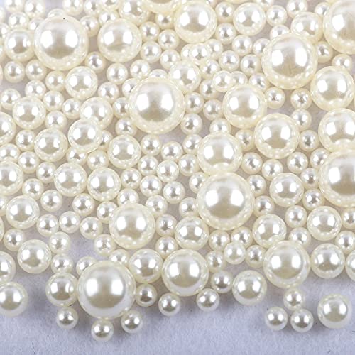 100 Stk 10mm Runde Kunststoffperlen ohne bohrung, Bunte Bastelperlen Perlen,Perlen zum Basteln für DIY Schmuck Zubehör, Streudeko Deko Perlen für Hochzeit Taufe Party Vasenfüller Tischdeko,Beige von Duories