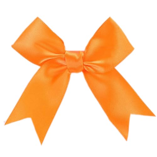 100 Stk 8.5x8.5cm Satinband Schleifen,Satin Band Deko Schleifen Fertigschleife Geschenkschleifen für DIY Handwerk Hochzeit Weihnachten Valentinstag Deko Karte Herstellung von Verzierungen,Orange von Duories