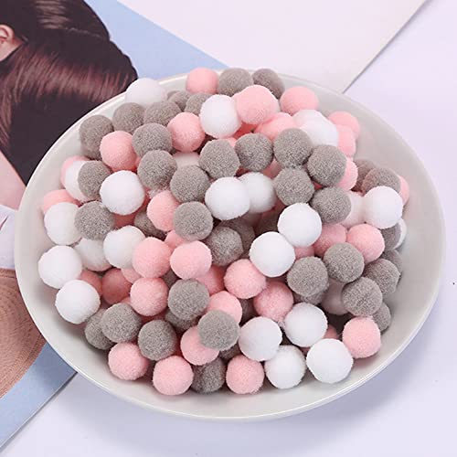 100 Stück Bunte Mini Pompons,30mm Pompom Bälle Kleine Bommeln,Flauschigen Plüschbälle Filzkugeln Deko für Geburtstag & Hochzeit Party Dekorieren Lustige DIY Nähen Basteln Handwerk,Rosa Grau Weiß von Duories