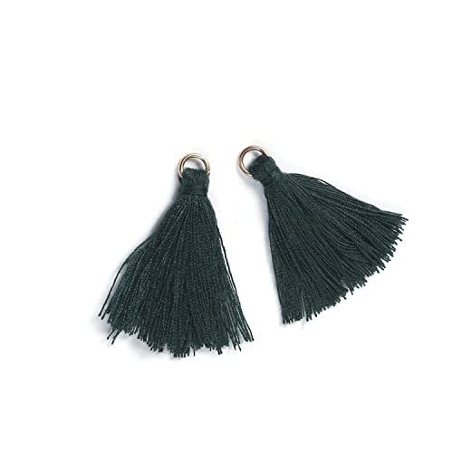 100 Stück Mini Quasten Anhänger,3cm Baumwolle Fransen Tassel Troddel Armband Schlüsselanhänger Basteln Quaste für Ohrringe Schmuckherstellung Taschen Lesezeichen DIY Handwerk Zubehör,Dunkelgrün von Duories