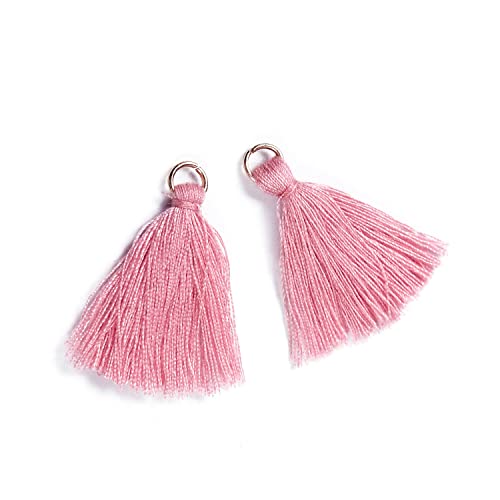 100 Stück Mini Quasten Anhänger,3cm Baumwolle Fransen Tassel Troddel Armband Schlüsselanhänger Basteln Quaste für Ohrringe Schmuckherstellung Taschen Lesezeichen DIY Handwerk Zubehör,Altes rosa B von Duories