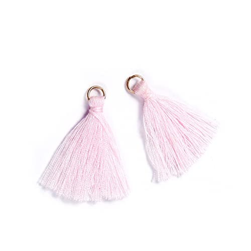 100 Stück Mini Quasten Anhänger,3cm Baumwolle Fransen Tassel Troddel Armband Schlüsselanhänger Basteln Quaste für Ohrringe Schmuckherstellung Taschen Lesezeichen DIY Handwerk Zubehör,Hell-Pink von Duories