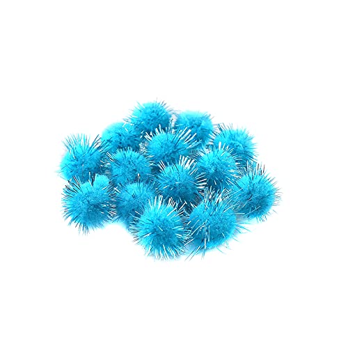 100 Stücke Mini Pompons zum Basteln, 30mm Klein Bommeln Kugeln Bälle Pommels Pompom Pom Pon Ponpons Pompoms Flauschigen Plüschbälle Bastel Zubehör für Nähen DIY Dekorieren Verzieren,Blau von Duories