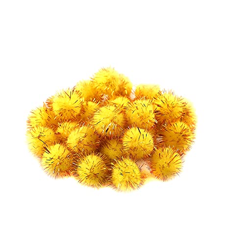 100 Stücke Mini Pompons zum Basteln, 30mm Klein Bommeln Kugeln Bälle Pommels Pompom Pom Pon Ponpons Pompoms Flauschigen Plüschbälle Bastel Zubehör für Nähen DIY Dekorieren Verzieren,Gelb von Duories