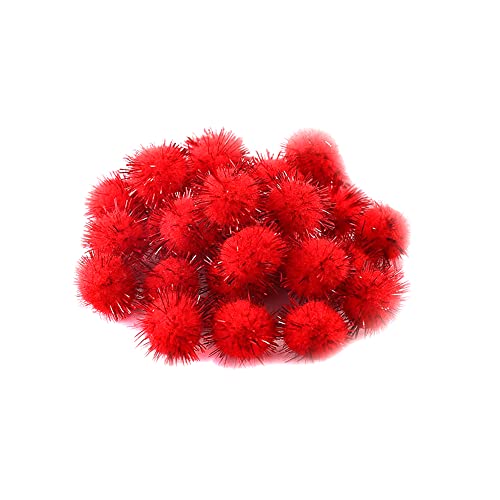 100 Stücke Mini Pompons zum Basteln, 30mm Klein Bommeln Kugeln Bälle Pommels Pompom Pom Pon Ponpons Pompoms Flauschigen Plüschbälle Bastel Zubehör für Nähen DIY Dekorieren Verzieren,Rot von Duories