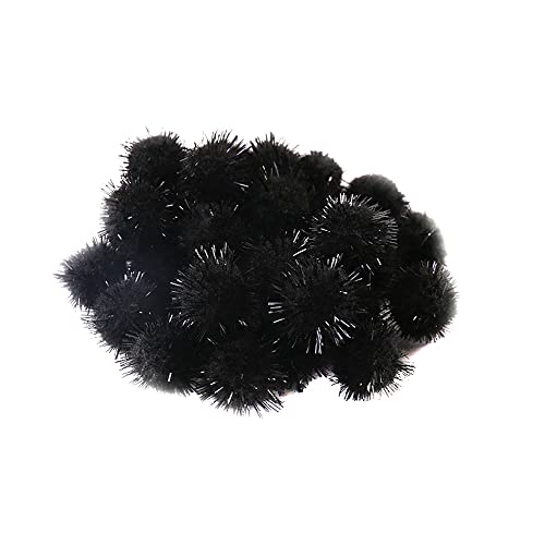 100 Stücke Mini Pompons zum Basteln, 30mm Klein Bommeln Kugeln Bälle Pommels Pompom Pom Pon Ponpons Pompoms Flauschigen Plüschbälle Bastel Zubehör für Nähen DIY Dekorieren Verzieren,Schwarz von Duories