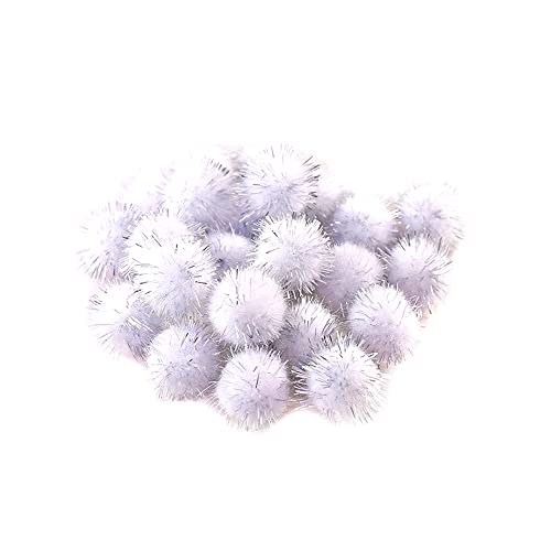 100 Stücke Mini Pompons zum Basteln, 30mm Klein Bommeln Kugeln Bälle Pommels Pompom Pom Pon Ponpons Pompoms Flauschigen Plüschbälle Bastel Zubehör für Nähen DIY Dekorieren Verzieren,Weiß von Duories