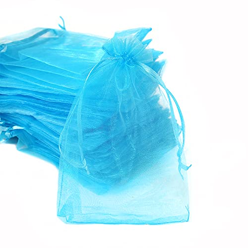 100 X Organza Säckchen Zum Befüllen,Organzabeutel Geschenkbeutel Kordelzug Säckchen Organzasäckchen für Festival Party Hochzeit Bonbonsbeutel,Schmuckbeutel Lavendel Geschenk Säckli,10x15cm blauer See von Duories