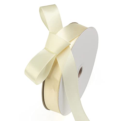 100 Yard Satinband Schleifenband Geschenkband Bänder zum Basteln,Stoffband Ringelband Dekoband Bögen für Weihnachten Hochzeit Valentinstag Taufe Geburtstags Party Geschenk Verpackung,38mm Beige von Duories