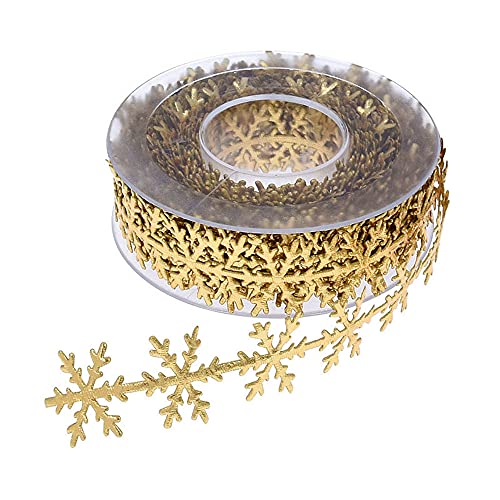 10M Schneeflocke Spitzenband Dekoband Zierband Spitzenborte Stoffband für Nähen Handwerk Hochzeit Weihnachtsbaum Deko Scrapbooking Geschenkbox Christbaumschmuck Weihnachtsdekoration,Gold von Duories