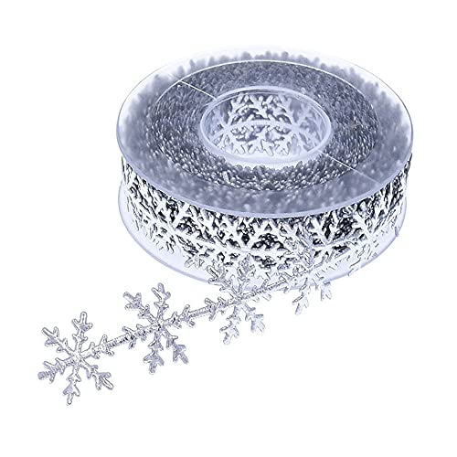 10M Schneeflocke Spitzenband Dekoband Zierband Spitzenborte Stoffband für Nähen Handwerk Hochzeit Weihnachtsbaum Deko Scrapbooking Geschenkbox Christbaumschmuck Weihnachtsdekoration,Silber von Duories