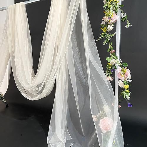 10m x 160cm Soft Tüllstoff,Tüll Stoffe zum Nähen,Netzstoff Dekostoff Drapierstoff für Arbor Hochzeit Vorhang Hochzeitsbogen Freihanddeko Querbehang Gardine Torbogen Zeremonie Party Dekor,Beige von Duories