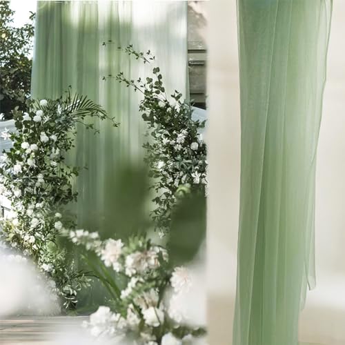 10m x 160cm Soft Tüllstoff,Tüll Stoffe zum Nähen,Netzstoff Dekostoff Drapierstoff für Arbor Hochzeit Vorhang Hochzeitsbogen Freihanddeko Torbogen Zeremonie Party Dekor Kleid Tüllrock,Salbeigrün von Duories