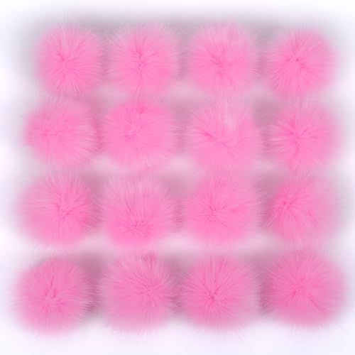 12 Stück 10-11cm Kunstfell Pompons, Kunstfell Bommeln zum Basteln, Künstliche Fellbommel Flauschige Bommel Pom Pom zum Basteln DIY Kreative Handwerk Mützen Handschuhe Tasche Anhängern Dekor,Dunkelpink von Duories