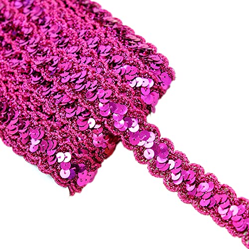 13 Meter 23mm Glitzer Pailletten Spitzenband Paillettenband Spitzenborte Geflochten Dekoband Zierband Borten Bänder Pailletten Bänder Trim Bortenband für DIY Nähen Kostüme Handwerk Verzierungen,Rose von Duories