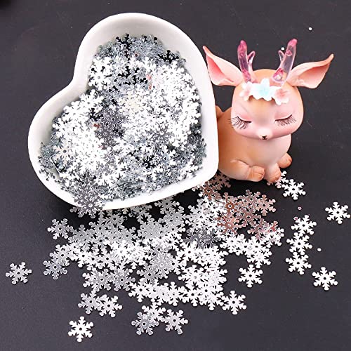 13mm Pailetten zum Basteln Pailletten Schneeflocke Pailetten zum Nähen Pailletten für DIY Kunsthandwerk Making Hochzeitsdekoration Weihnachtsdekoration Party Dekoration 20g, ca. 600 Stück Silber A von Duories