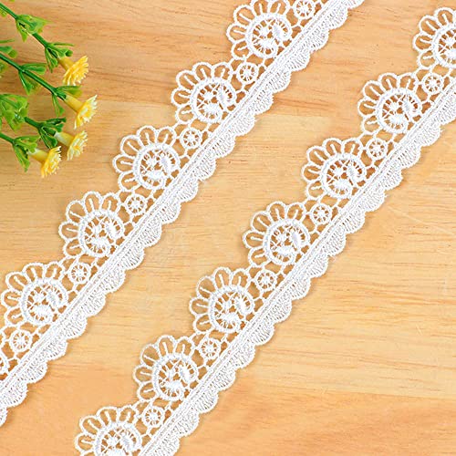 15 Yard 25mm Spitzenband Spitzenbordüre Stickerei Spitzenborte Spitzenbesatz Zierband Dekoband Spitzen Borten Bänder zum Nähen,Zierband für DIY Basteln Hochzeit Tischdeko Geschenke Nähzubehör,Weiß von Duories