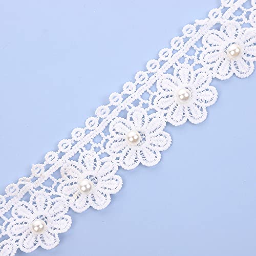 15 Yard Breite 4cm Perle Spitzenband Häkelspitze Häkel-Borte Spitzenborte Spitzenbesatz Lace Spitze Trim Band Nähen Dekoband für DIY Basteln Nähen Kleidung Tischdeko Hochzeit Brautkleid Dekoration von Duories