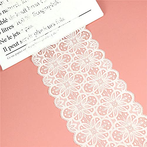 18cm x 2m Elastizität Spitzenband Spitzenbordüre Spitzenborte Zierband Dekoband Spitzen Borten Bänder zum Nähen,DIY Basteln,Deko für Kleidung Unterwäsche Dessous Hochzeitskleid Tischdeko,Creme von Duories