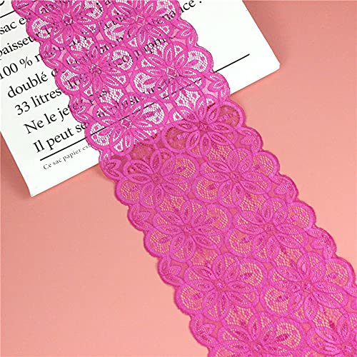 18cm x 2m Elastizität Spitzenband Spitzenbordüre Spitzenborte Zierband Dekoband Spitzen Borten Bänder zum Nähen,DIY Basteln,Deko für Kleidung Unterwäsche Dessous Hochzeitskleid Tischdeko,Rose von Duories