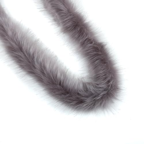 1m Kunstfell Band Flauschige Pelz Stoff Kunstpelz Stoff Furry Faux Strips Plüschband Zierband Dekoband Plüschstoff Plüsch Trim für DIY Basteln Nähen Kleidung Weihnachtsdeko 8-10cm breit Grau von Duories