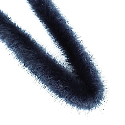 1m Kunstfell Band Flauschige Pelz Stoff Kunstpelz Stoff Furry Faux Strips Plüschband Zierband Dekoband Plüschstoff Plüsch Trim für DIY Basteln Nähen Kleidung Weihnachtsdeko 8-10cm breit Navy blau von Duories