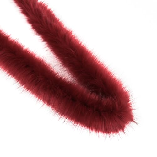 1m Kunstfell Band Flauschige Pelz Stoff Kunstpelz Stoff Furry Faux Strips Plüschband Zierband Dekoband Plüschstoff Plüsch Trim für DIY Basteln Nähen Kleidung Weihnachtsdeko 8-10cm breit Weinrot von Duories