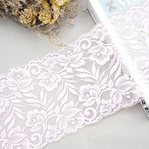 2 Yard 15cm Vintage Blumen Blattmuster Elastizität Spitzenband Spitzenborte Dekoband Zierband Borten Bänder Spitzenbordüre Zum Nähen Für DIY Kleidung Unterwäsche Hochzeitskleid Tischdeko,Rosa von Duories