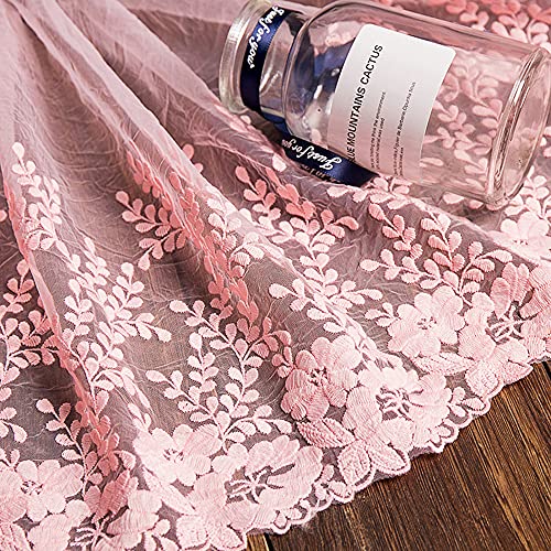 2 Yard Vintage Bestickter Spitzenbesatz Spitzenborte Dekoband Spitzenband Spitzenbordüre Zierband Spitzenstoff für Nähen Brautschleiern Petticoats Hochzeitskleid Hochzeit Deko 32cm Breite,A Rosa von Duories