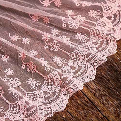 2 Yard Vintage Bestickter Spitzenbesatz Spitzenborte Dekoband Spitzenband Spitzenbordüre Zierband Spitzenstoff für Nähen Brautschleiern Petticoats Hochzeitskleid Hochzeit Deko 32cm Breite,C Rosa von Duories