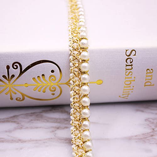 2 Yards Perlenband Vintage 1,5 cm breit Glitzer Gold Kordelband Dekoband Zierband Geschenkband für Hochzeit Deko DIY Handwerk Kleidung Rucksack Haarschmuck Nähzubehör von Duories