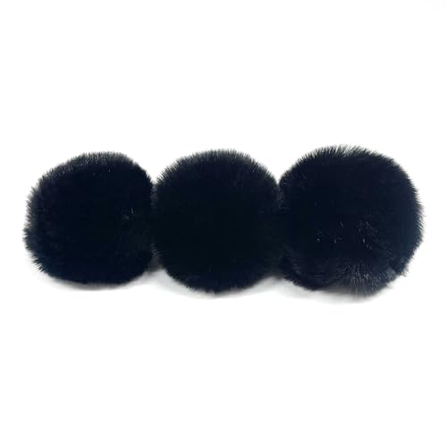 20 STK 4cm Pompons Kunstfell Kaninchenfell Fellbommel,Kunstpelz Pom Pom Ball Plüschbälle Bommeln für DIY Handwerk Mützen Anhänger Dekoration Damen Mädchen Taschenanhänger Schlüsselanhänger,Schwarz von Duories