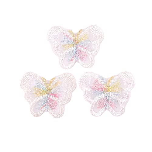 20 Stück Spitze Organza Stickerei Schmetterling Applique Patches Sticker Aufnäher Applikation Flicken zum Aufnähen Gestickte Basteln und Dekorieren Auf Kleidung Gardine Tischtuch Taschen Schal,Weiß #3 von Duories