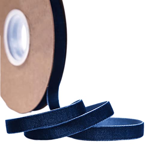 20 Yard Samtband Schleifenband,10mm Samtbänder Samtborte Samt Dekoband Geschenkband Schmuckband Stoffband Festival Bänder für DIY Nähen Blumenstrauß Hochzeit Geburtstag Geschenke Verpackung,Denim Blue von Duories