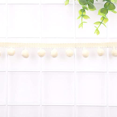 20 Yards 12mm Pompons Borte zum Basteln,Dekoband Mit Bommeln Bälle Pom Poms Fransenborte Zierband Dekoborte Nähzubehör für DIY Basteln Apparel Kleidung,Kostüme,Nähen,Dekoration,Beige von Duories