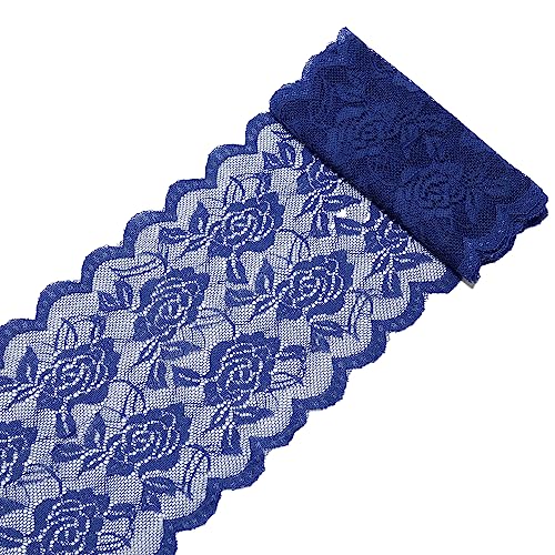 20 Yards 15cm Breite Bunte Elastizität Spitzenbordüre Spitzenband,Rose Blumen Muster Spitzenborte Dekoband Zierspitze Zierband Spitzenstoff zum Nähen DIY Basteln Kleidung Unterwäsche Deko,Navy blau von Duories