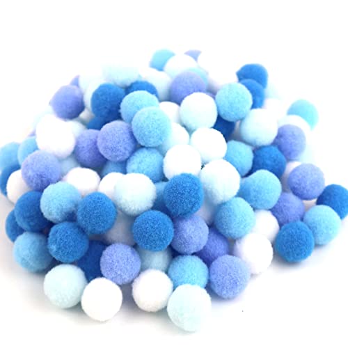 200 Stück Bunte Mini Pompons,30mm Pompom Bälle Kleine Bommeln,Flauschigen Plüschbälle Filzkugeln Deko für Geburtstag & Hochzeit Party Dekorieren Lustige DIY Nähen Basteln Handwerk,Blau von Duories