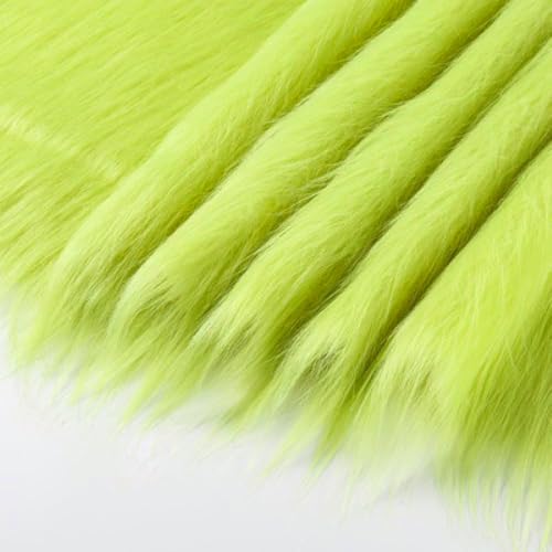 20cmx180cm Flauschige Kunstpelzband Kunstfell Band Fellstoff, Furry Faux Pelz Stoff Dekoband Zierband Plüsch Trim Plüschstoff Plüschband Borten Bänder zum Nähen Kleidung Weihnachtsdeko,Gelbgrün B von Duories