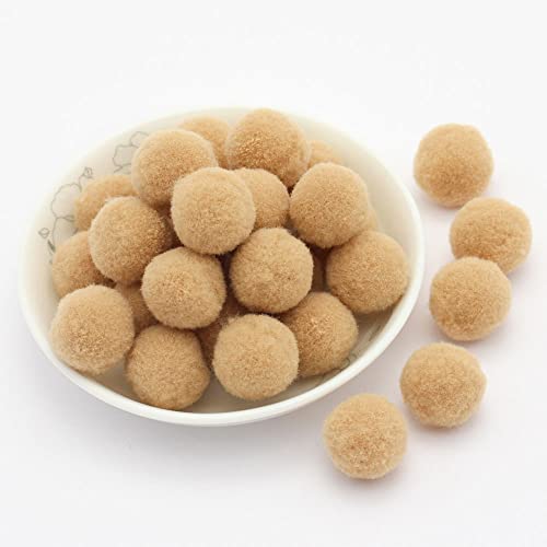 20mm ca. 50 Stück Bunte Mini Pompons zum Basteln filzkügelchen Bunt pom pom Bälle Kleine Bommeln Flauschigen Plüschbälle für Dekorieren Verzieren Nähen DIY Kreativen Handwerk,Khaki von Duories