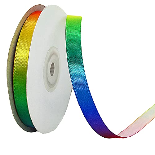 22mx 10mm Regenbogen Gradient Farben Satinband Schleifenband Satin Geschenkband Dekoband Nähband Bastelband Zierband für Weihnachten Hochzeit Valentinstag Deko Haarzöpfe Party Geburtstag,Regenbogen #1 von Duories