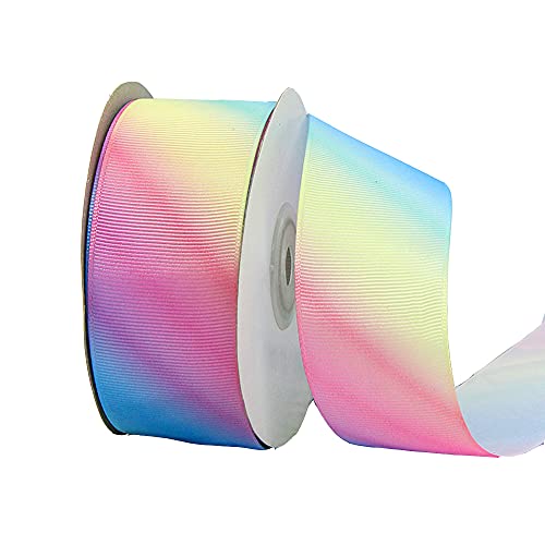 22mx 40mm Regenbogen Gradient Farben Satinband Schleifenband Satin Geschenkband Dekoband Nähband Bastelband Zierband für Weihnachten Hochzeit Valentinstag Deko Haarzöpfe Party Geburtstag,Regenbogen #2 von Duories