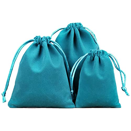 24 Stück Samtbeutel Schmuckbeutel,Kleine Stoff Beutel mit Kordelzug,Samt Säckchen Geschenkbeutel Stoffsäckchen zum Befüllen für Schmuck Hochzeit Weihnachten Geburtstag Party Geschenk,7x9cm blauer See von Duories