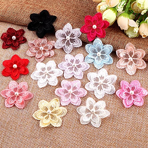 24 Stück Spitze Organza Stickerei Perlen Blumen Applique Patches Sticker Aufnäher Applikation Flicken zum Aufnähen Gestickte Basteln und Dekorieren Auf Kleidung Gardine Tischtuch Taschen Schal von Duories