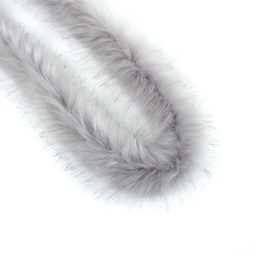 2m Kunstfell Band Flauschige Pelz Stoff Kunstpelz Stoff Furry Faux Strips Plüschband Zierband Dekoband Plüschstoff Plüsch Trim für DIY Basteln Nähen Kleidung Weihnachtsdeko 8-10cm breit Hellgrau von Duories