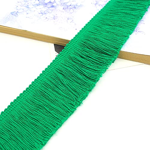 3 Meters 5cm Quaste Fransenborte Fransenband Schnittfranse Dekoband Zierband Dekoborte Tanzfransen Nähzubehör für Kleidung,Kostüme,DIY Nähen,Gardinen,Tischdecken,Tischläufer,Dekoration,Grün von Duories