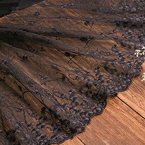 3 Yard Vintage Bestickter Spitzenbesatz Spitzenborte Dekoband Spitzenband Spitzenbordüre Zierband Spitzenstoff für Nähen Brautschleiern Petticoats Hochzeitskleid Hochzeit Deko 32cm Breite,B Schwarz von Duories